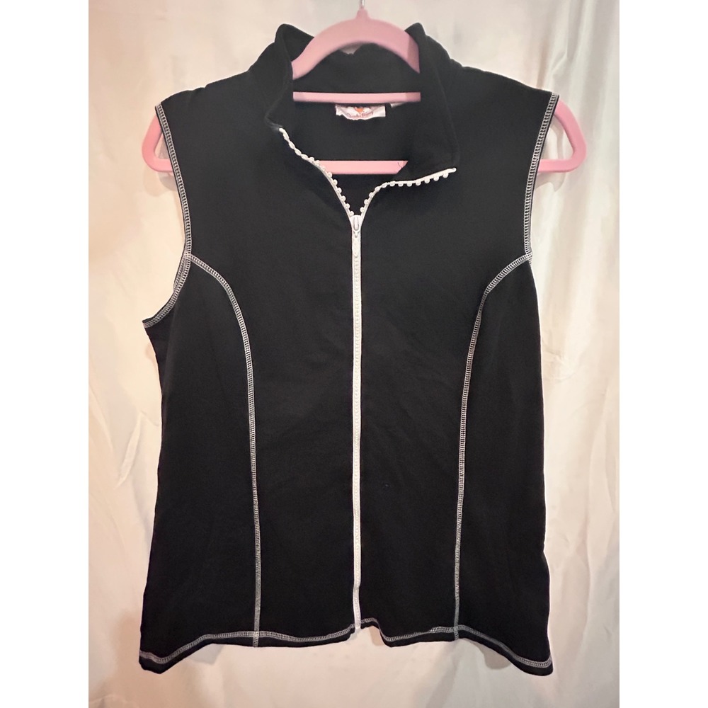 Quacker Factory Black Zip Up‎ Sleeveless Vest Top Size L